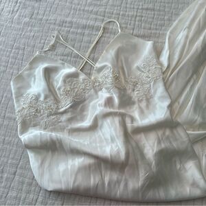 Y2K Victoria’s Secret white slip dress maxi mesh bust detail floral lace size L